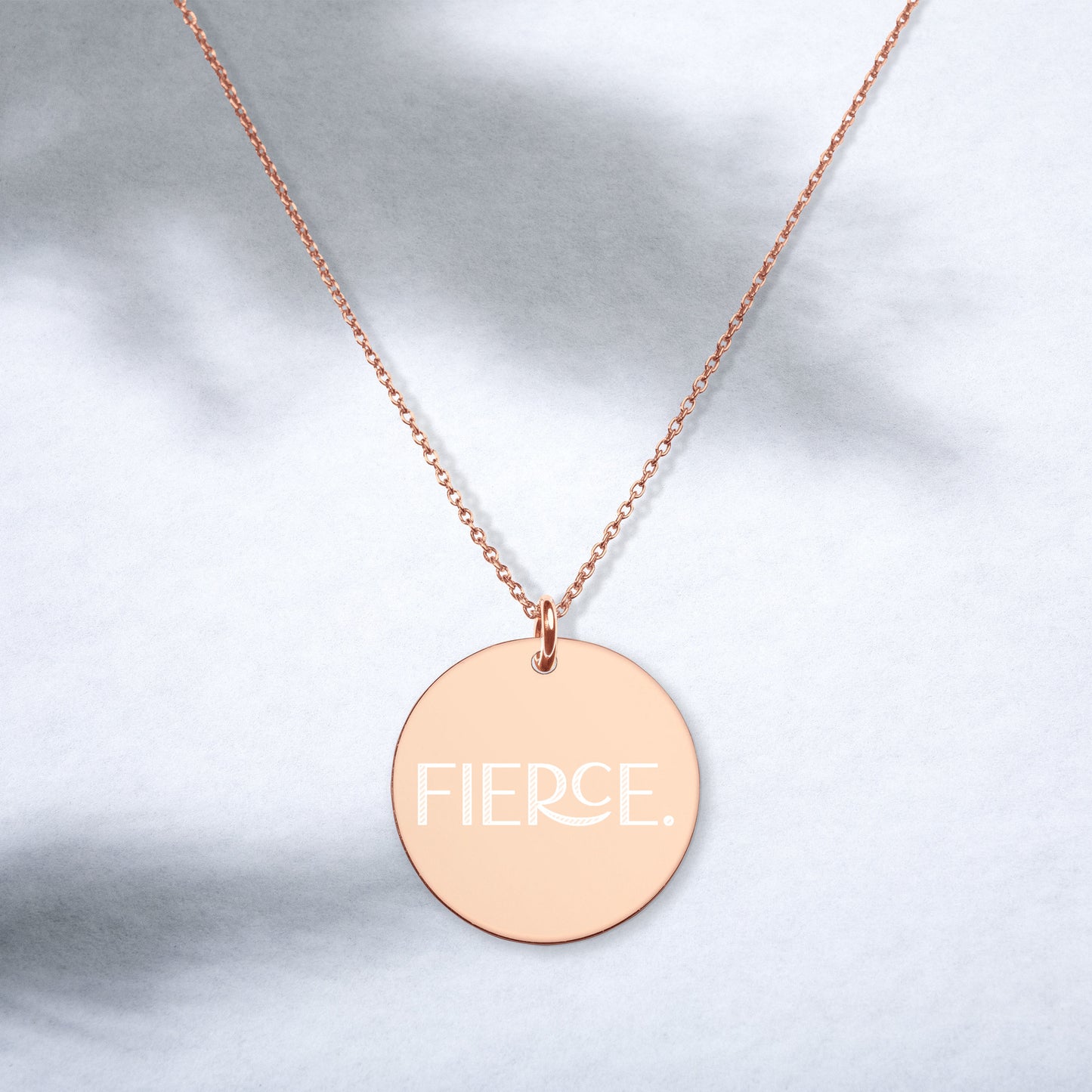 Fierce Engraved Circle Pendant Sterling Silver Necklace