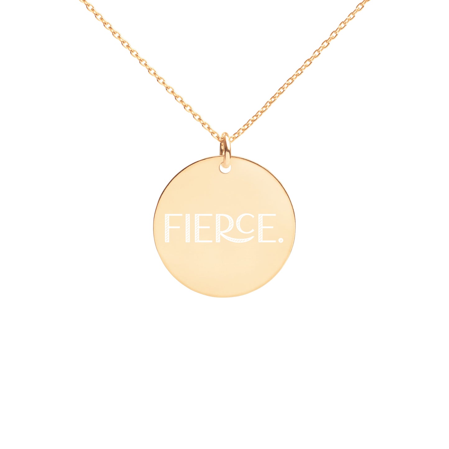 Fierce Engraved Circle Pendant Sterling Silver Necklace