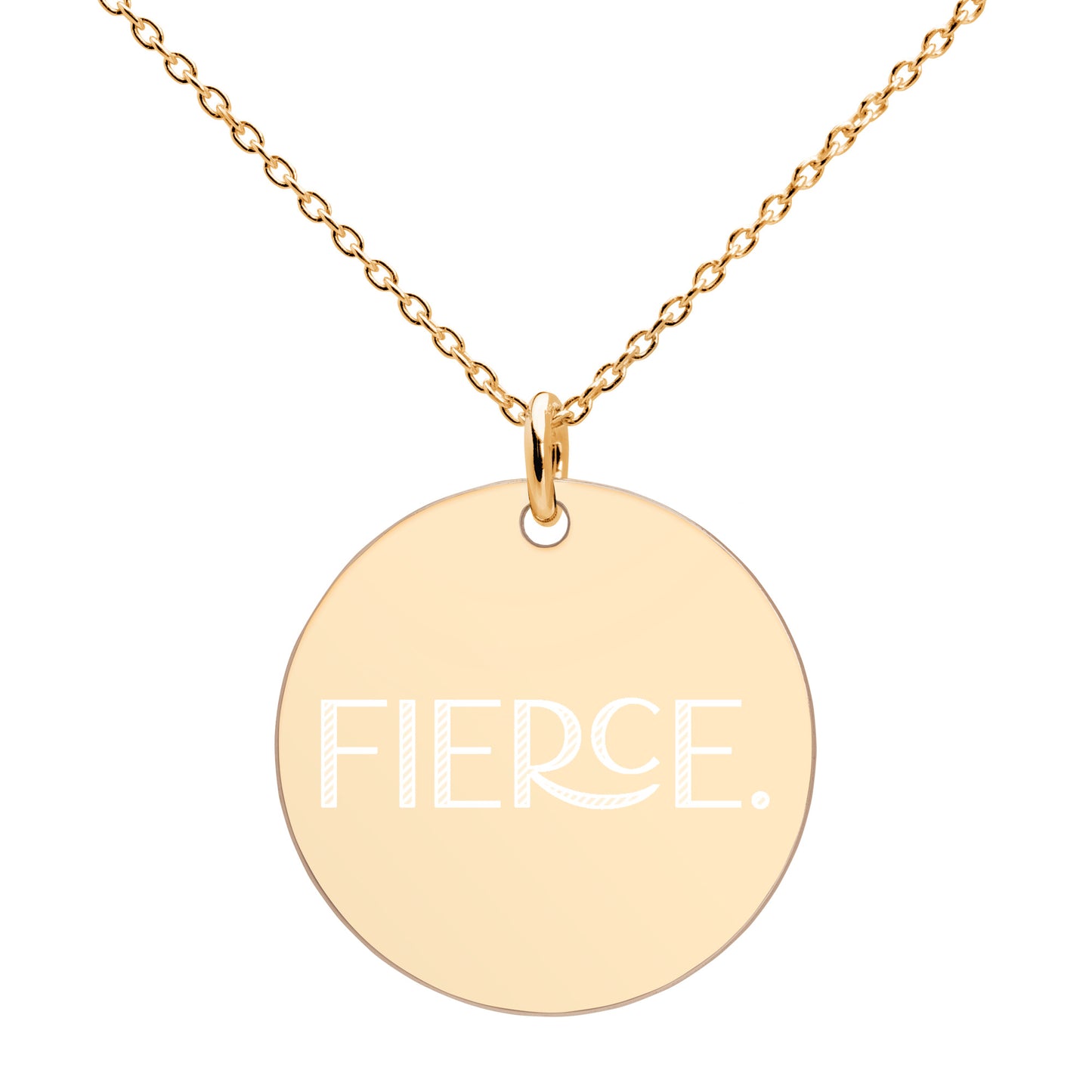 Fierce Engraved Circle Pendant Sterling Silver Necklace