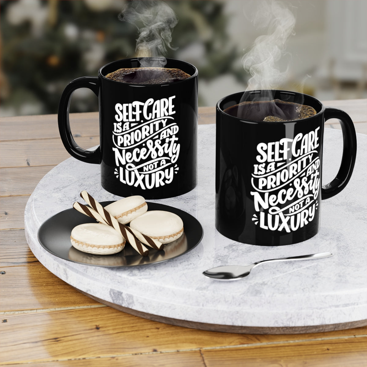 Self Care is a Priority Black Coffee Mug, 11oz