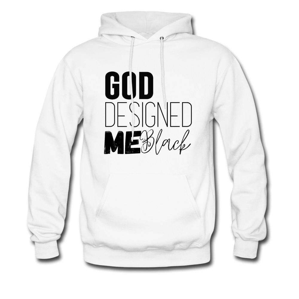 Bold Unisex God Designed Me Black Hoodie - white