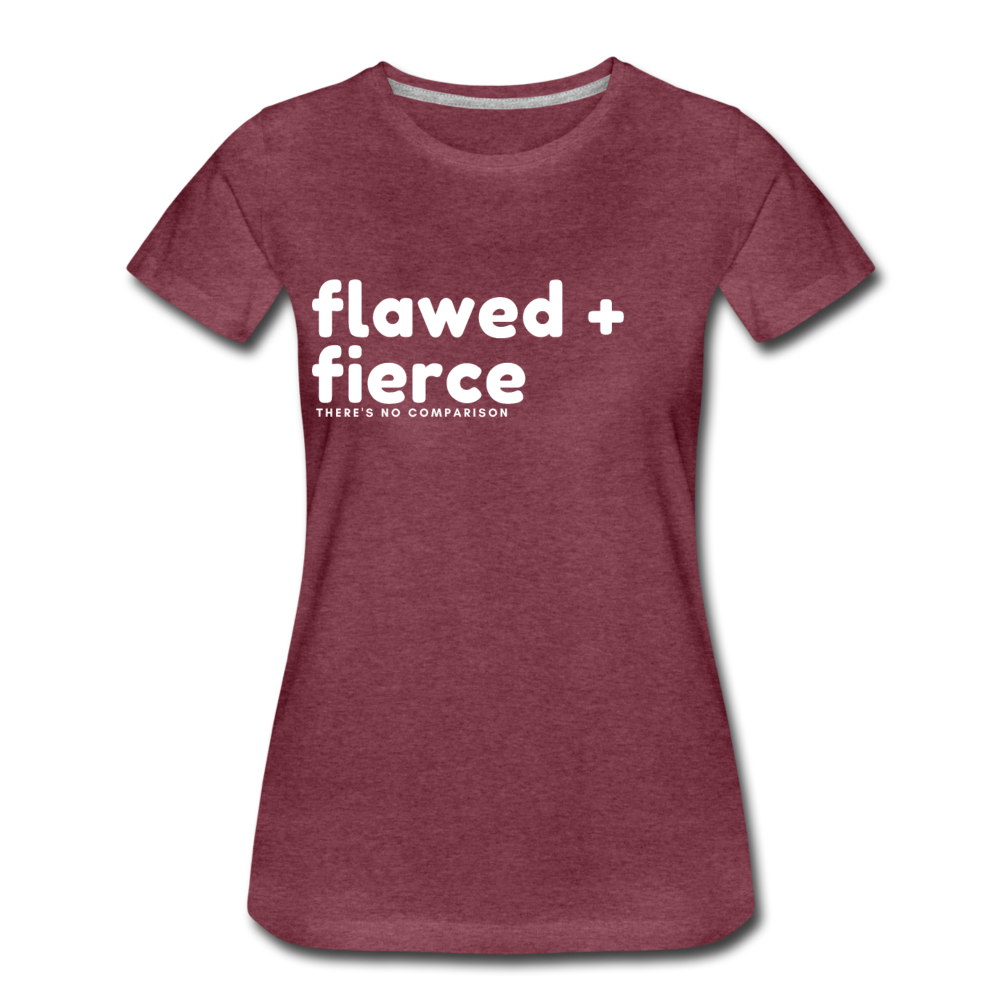Flawed and Fierce Women's Fitted Tee - heather burgundy