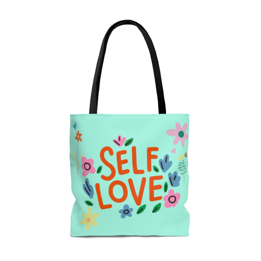 Self Love and Flower Large Tote Bag