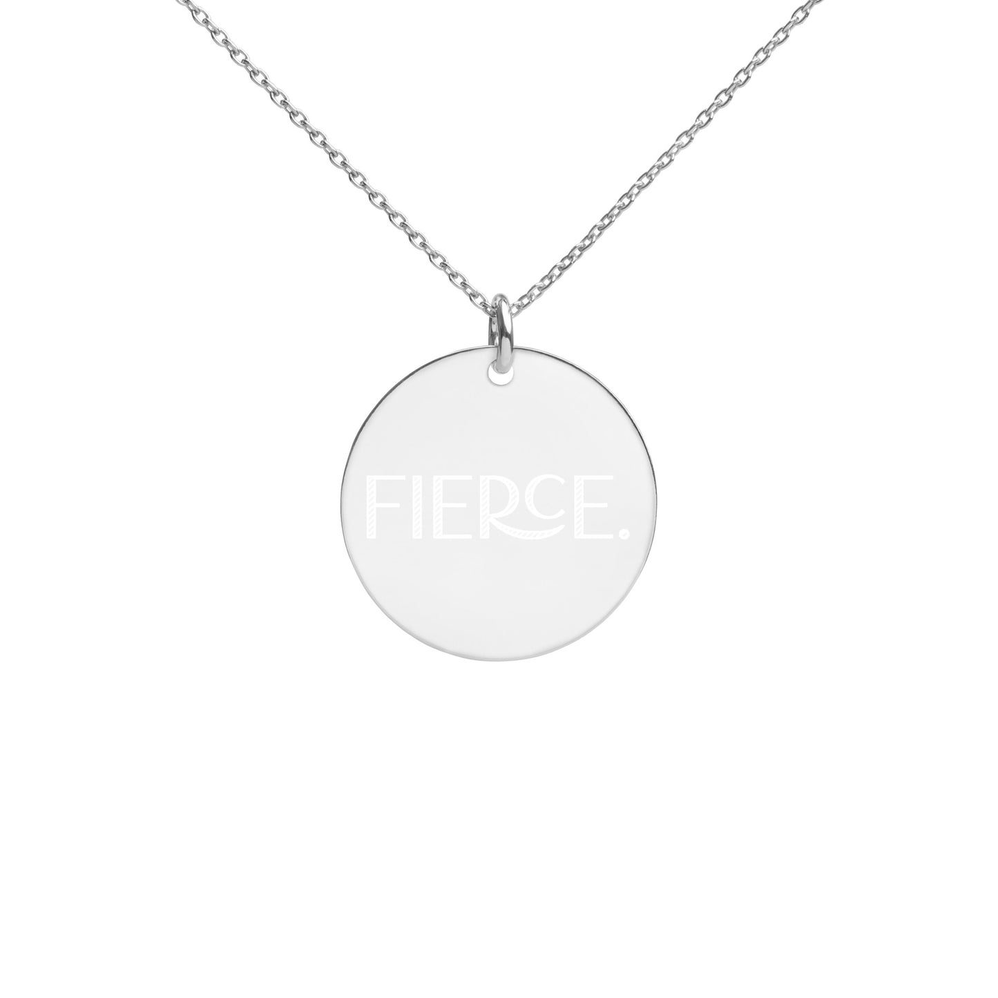 Fierce Engraved Circle Pendant Sterling Silver Necklace