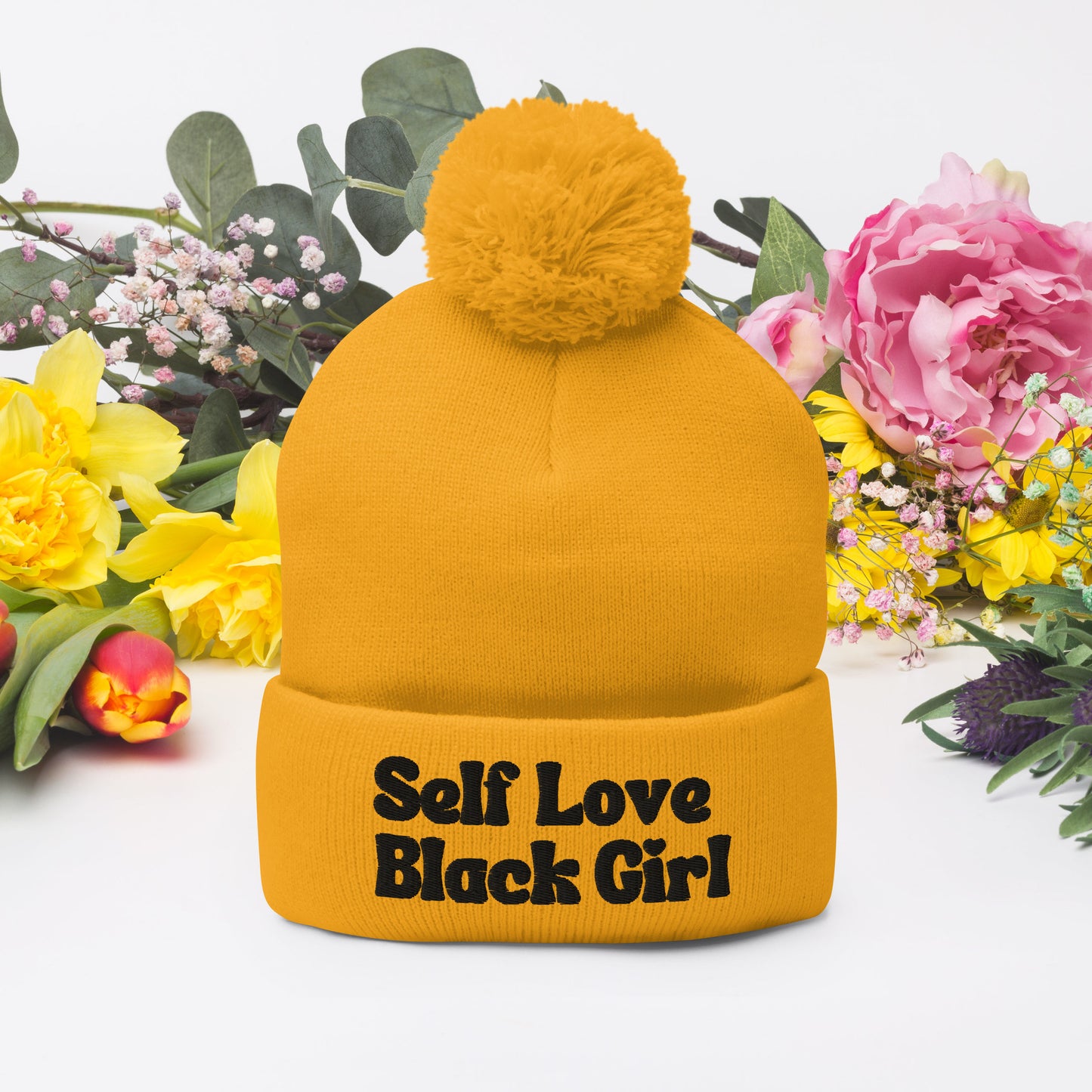 Self Love Black Girl Pom-Pom Beanie