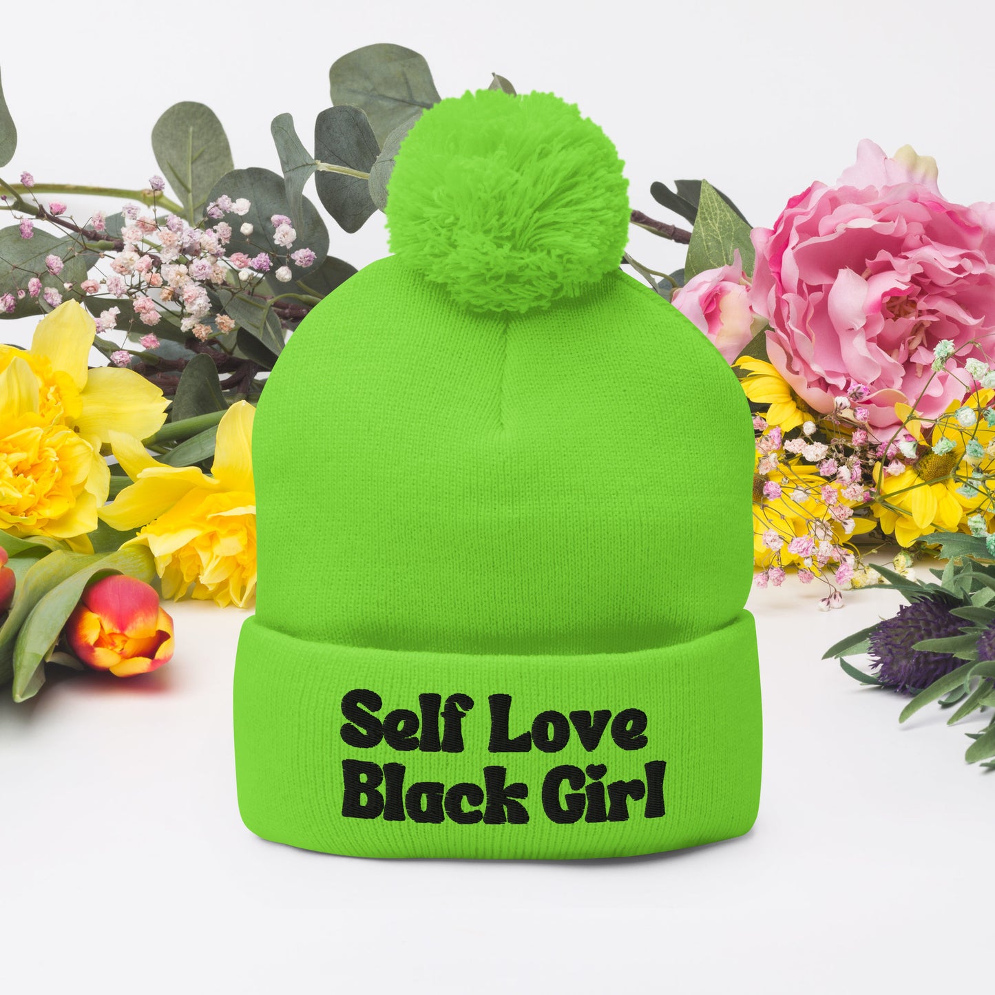 Self Love Black Girl Pom-Pom Beanie