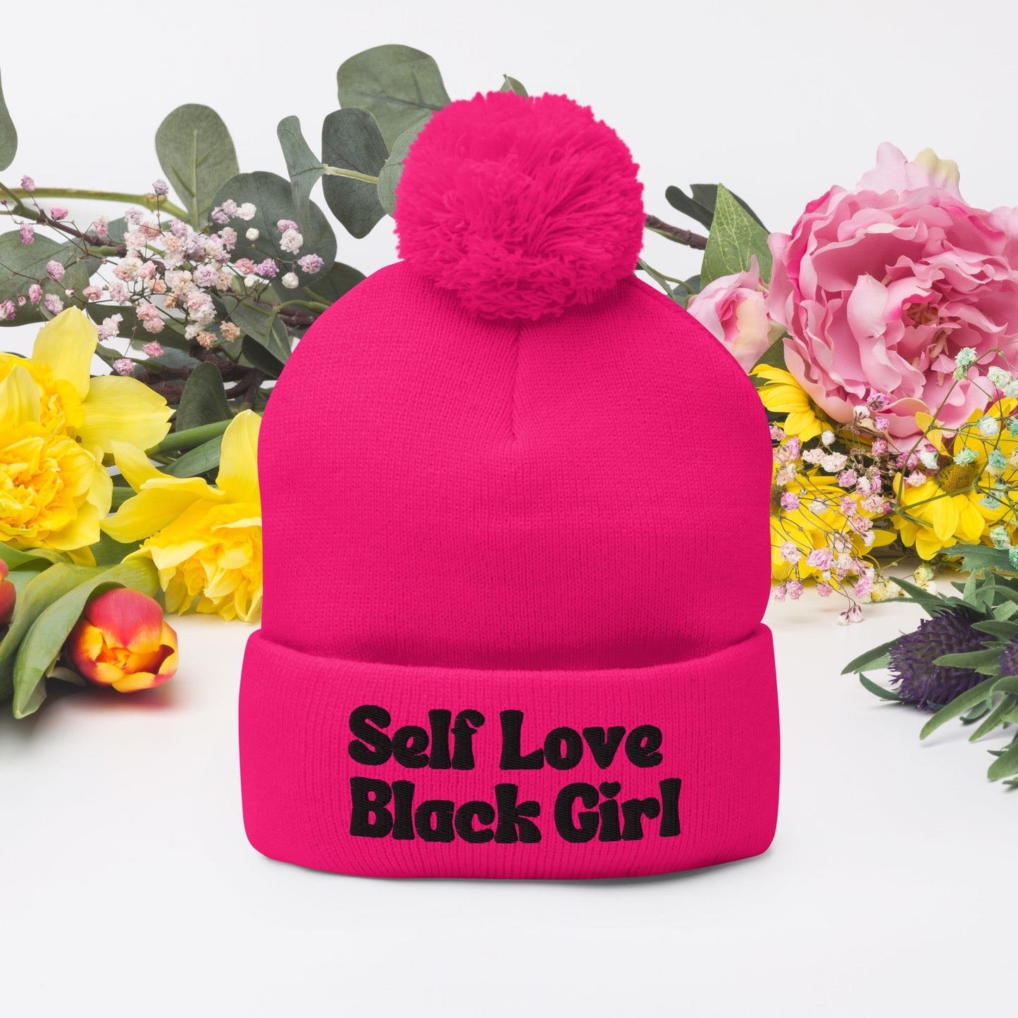 Self Love Black Girl Pom-Pom Beanie