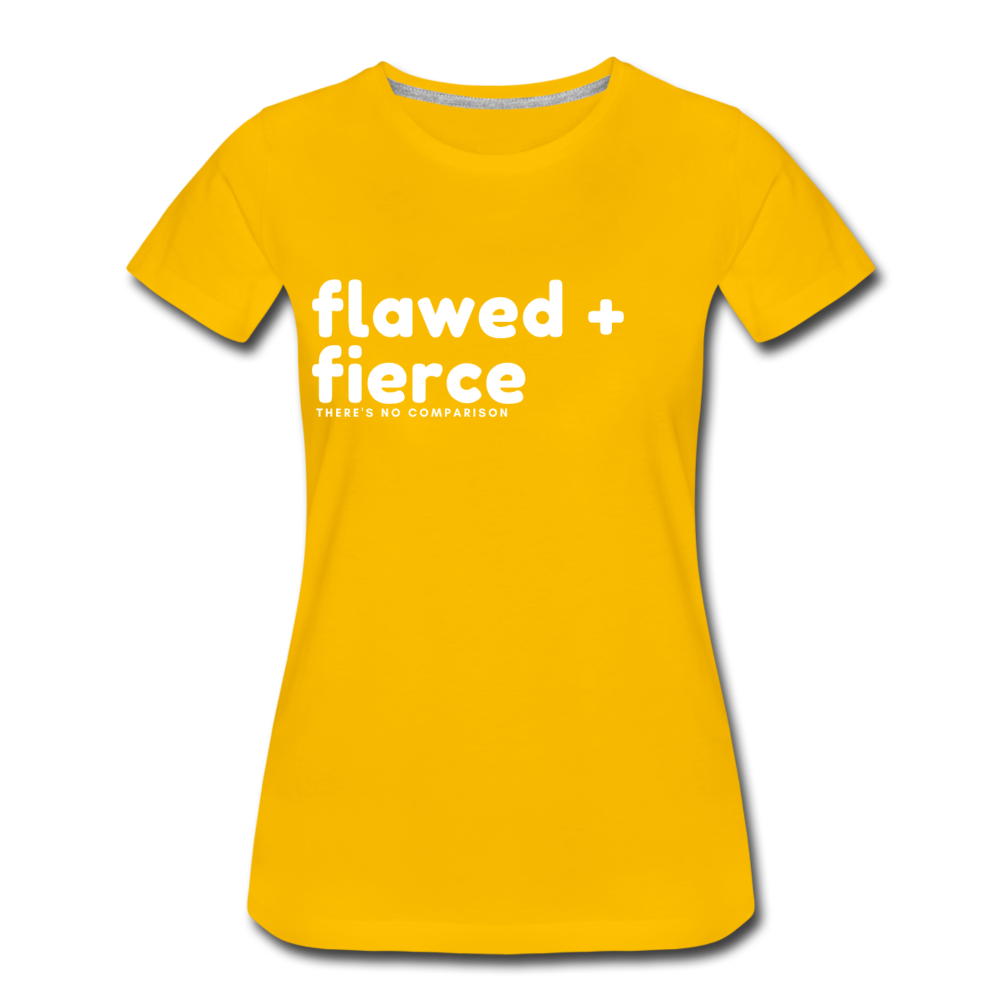 Flawed and Fierce Women's Fitted Tee - sun yellow