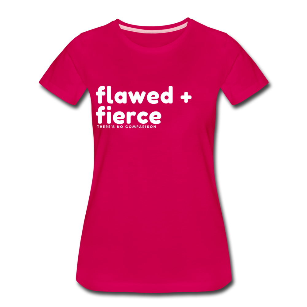 Flawed and Fierce Women's Fitted Tee - dark pink