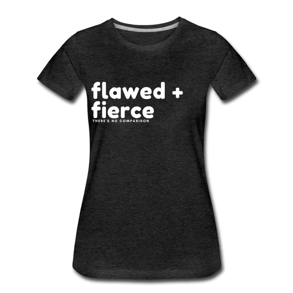Flawed and Fierce Women's Fitted Tee - charcoal gray