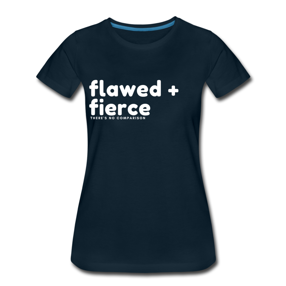 Flawed and Fierce Women's Fitted Tee - deep navy